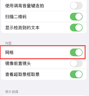 丁青苹果手机维修网点分享iPhone如何开启九宫格构图功能 