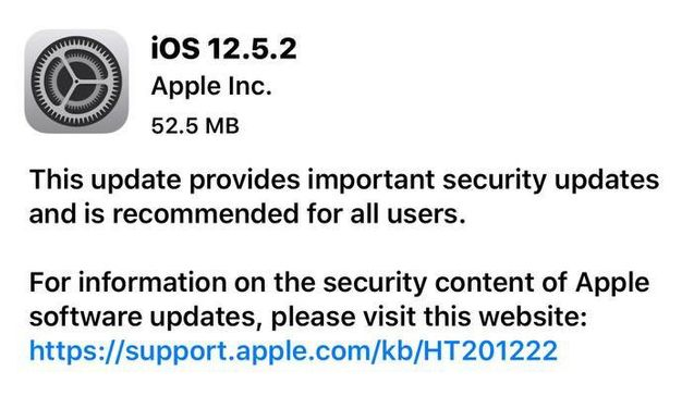 丁青苹果手机维修分享iOS12.5.2发布，建议所有老苹果用户安装 